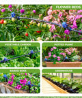 50Ft Garden Drip Irrigation Kit With Automatic Watering System Quick Connectors shown in flower beds and raised beds