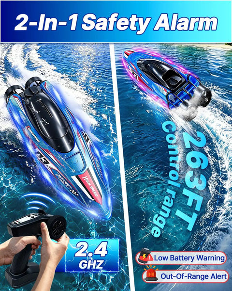 Fast Remote Control Boat for Kids and Adults, 25 MPH Brushless Dual Motor RC Speed Boat on water with remote control