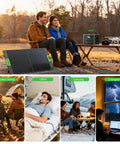 Outdoor scene with 500W Portable Power Station With 519.48Wh Solar Generator Battery For On The Go Power, ideal for camping.