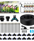 All In One Drip Irrigation Kit With 100 Ft Hose And 360 Degree Nozzles For Gardens Lawns Plants Flower Beds Trees And Patios
