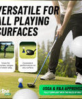 Golfer using Pro Speed Plus Flexible Plastic Golf Tees Eight Pack For Indoor Golf And Golf Simulators White Durable Tees