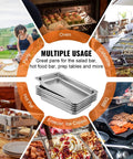 Image showing multiple uses of Six Pack Full Size Stainless Steel Steam Table Pans 2.5 Inch Deep Built For Big Batches Anti Jam Commercial Food Pans