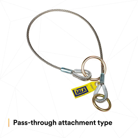 Job Ready Anchorage Connector Pass Thru Tie Off Adaptor For Safety Harnesses Six Foot Stainless Steel Cable heavy duty