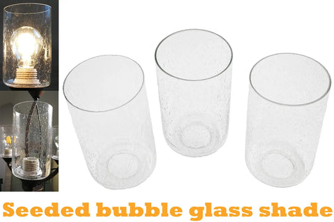 Seeded Bubble Glass Cylinder Shade For Light Fixtures 3 Pack Clear Replacement Fits 1 Inch By Five Eighths Fitter Modern Vintage Glow