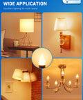 Color Changing E12 Candelabra LED Bulb 5W 40W Incandescent Equivalent RGB Warm Cool White Remote Control Dimmable 350 Lumens 2 Pack For Home Party Christmas Decor illuminating various lamps and chandeliers in a room setting.