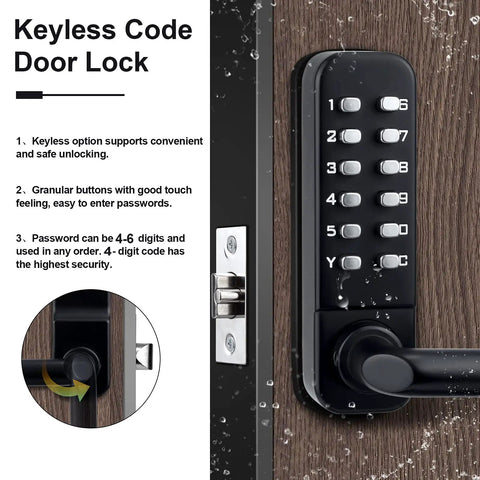 Keyless Entry Door Lock With Keypad For Exterior And Interior Doors Waterproof Stainless Steel Deadbolt Handle Lock Adjustable