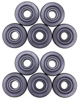 Top Shelf Agricultural Bearing Kit 10 Pack Round Bore 0.628 Inch showing round agricultural bearings stacked in two rows.
