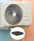 Outdoor A/C unit with inset of black rubber pad, Eight Pack Mini Split Anti Vibration Rubber Pads For Outdoor Condenser And Heat Pump Systems