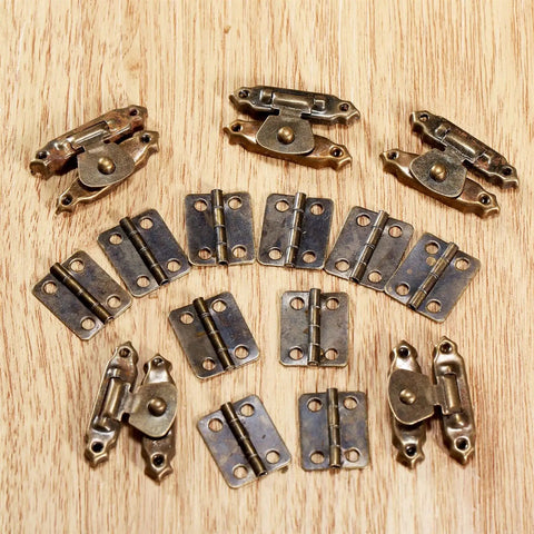 Slide Bolt Door Lock Hasp Kit for Doors Gates Cabinets and Furniture Includes 5 Box Latch Hasps and 10 Cabinet Fittings with Screws