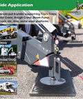 Badass Sturdy Travel Trailer Stand Pads Stackable Waterproof RV Support Blocks Halt Sinking On Soft Dirt Or Gravel Solid Rig Ready Ground Floor For Bucket Trucks And Arborist Crews Smooth Setup Guaranteed view of stabilizer pad under truck crane leg on gravel surface.