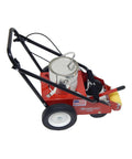 No Sweat Line Painting Machine With Four Inch Roller Kit Lightweight Foldable Build For Parking Lots Warehouses And Pickleball Courts Smooth Sailing Cleanup Made In Usa, top view, compact design with paint can.