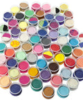 Game Changing Modeling Compound Haul With 65 Mini Cans Serving Up Sixty Varieties Including Rainbow Classics Plus Sparkle Confetti and Color Burst Vibes, assorted colors in resealable tins.