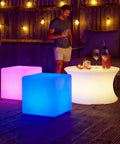 Rechargeable LED Cube Chair Light With Remote, 16 Inch Glow Cube Seat Doubles As Waterproof Cube Table, 16 RGB Color Changing Options