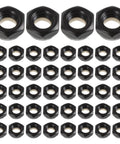 Heavy Duty M8 Locking Nuts For Skateboard Trucks 50 Piece Bombproof Iron Hardware Kit, black zinc, stable grip.