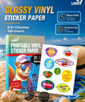 Kickass Premium Glossy Printable Vinyl Sticker Paper Hits Every Color Perfect For Your Inkjet Or Laser Printer 8.5 X 11 Self Adhesive Sheets Are The Total Game Changer For Diy Projects And Custom Badges Quick Dry Magic With 105 Sheets Included.