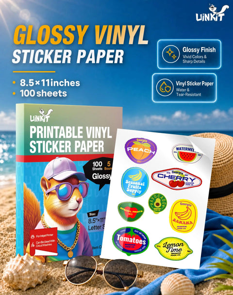 Kickass Premium Glossy Printable Vinyl Sticker Paper Hits Every Color Perfect For Your Inkjet Or Laser Printer 8.5 X 11 Self Adhesive Sheets Are The Total Game Changer For Diy Projects And Custom Badges Quick Dry Magic With 105 Sheets Included.