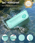IPX7 Waterproof Fanny Pack With Magnetic One Hand Closure Dry Bag for kayaking in water, green color, RF-welded seams visible