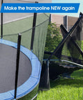 Zero Hassle Trampoline Safety Net Pole Replacement Set With Thick Foam Covers For 10 To 16 Foot Frames Universal Straight Leg Compatibility Up To 1.65 Inch Diameter Quick Setup, featuring trampoline safety net.