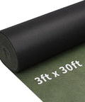 Heavy Duty Weed Barrier Landscape Fabric For Gardens And Yards Nonwoven Polypropylene Ground Cover Eco Friendly And Durable Weed Control Mat Green Black Design Easy Install 3x30 Ft. Shown unrolled with black top and green bottom.