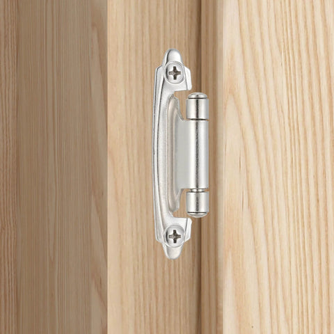 Brushed Satin Nickel Self Closing Cabinet Hinges For Flush Mount Face Frame Kitchen Cabinets Half Inch Overlay Pack Of 4 Screws Included Easy To Install Replaces Old Hinge Pattern Vallecloud installed on wood cabinet