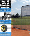 7x7 Foot Baseball Softball L Screen For Pitcher Safety With Wheels Portable Pitcher Guard With Steel Frame For Backyard Drills Coaches And Youth Training Protective Shield For Batting Cages And Practice Sessions