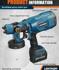 Cordless Paint Sprayer Gun That Rocks 1000ml Tank Brushless Design with 20V 1500mAh Battery and Copper Nozzles