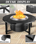 Beefy 40 Inch Fire Pit Surround Tabletop for Solo Stove Bonfire and Ranger Wood Burning with detailed metal and base features.