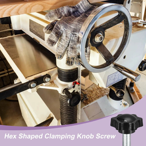 Badass Rock Solid M10 X 20 Mm Star Locking Clamping Knobs With A Grippy Polymer Design Smooth thread adjustment on workshop machine.
