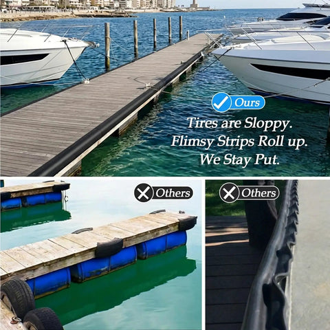 P Profile Dock Bumpers Three Pack Ten Foot Heavy Duty Wall EPDM Rubber Docking Fender on marina dock