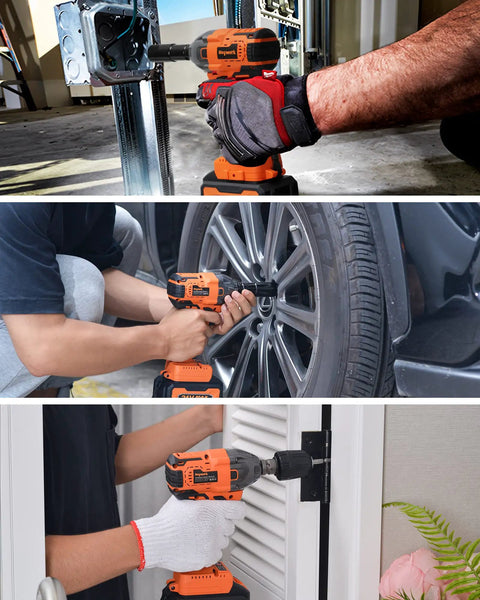 Cordless One Half Inch Impact Wrench Kit With 260 Ft Lbs Torque And 3700 RPM used on car wheels and home projects