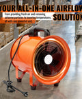 Orange Upgraded 12 Inch Utility Blower Fan Portable Industrial Exhaust Fan With 33 Foot Flexible Duct Hose in warehouse