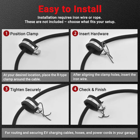 Installation steps for No Sweat Wall Mount Retractable EV Charger Cable Holder Reel Organizer Fits Tesla And Universal Level 2 EV Station.