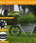 20 Inch Flat Free Wheelbarrow Wheels And Tires With 2.45 Inch Centered Hub For Three Quarter Inch And Five Eighth Inch Axles