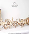 Royal Carriage 3D Wooden Model Kit For Self Assembly, Educational Craft Set with horse team and carriage