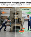 Eight Ton Heavy Duty Machinery Skate Dollies 4 Pack shown in workshop moving large equipment with ease.
