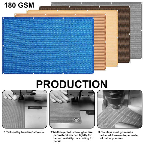Outdoor Privacy Screen Mesh Windscreen For Balcony And Patio All Weather Weatherproof UV Protected Three By Fifteen Feet Brown Heavy Duty