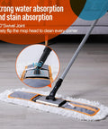 Heavy Duty 24 Inch Commercial Dust Mop Featuring Plush Absorbent Microfiber Pad for Quick Wet or Dry Floor Cleaning with 180° swivel joint.
