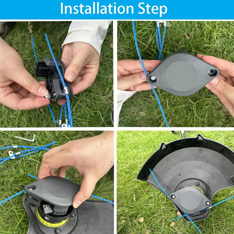 Installation steps for No Fuss Replacement Bladed Head With Spool Line For Ryobi 18V 24V 40V Weed Eater Trimmers