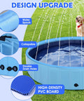 Massive 87 Inch Dog Pool With Sprinkler 2 In 1 Foldable Splash Pad with water spouts and non-slip PVC, dog enjoying sprinkle