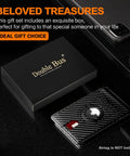 Ultra Slim RFID Blocking Bifold Wallet For Men With Carbon Fiber Look next to gift box on black surface