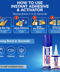 Cyanoacrylate Glue With Activator Kit Instant Bond For Woodworking Plastic And DIY Crafts professional grade adhesive instructions.