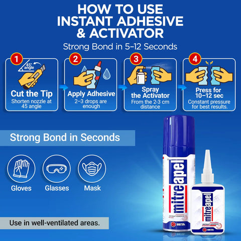 Cyanoacrylate Glue With Activator Kit Instant Bond For Woodworking Plastic And DIY Crafts professional grade adhesive instructions.