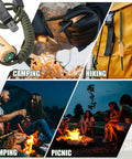 Ferro Rod Fire Starter Kit With Carbon Steel Striker And Compass Integrated Hardwood Handle for camping and outdoor activities.
