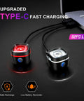 Front And Rear Bike Lights Set With Type C Rechargeable Headlight And Taillight for night rides charging via USB-C