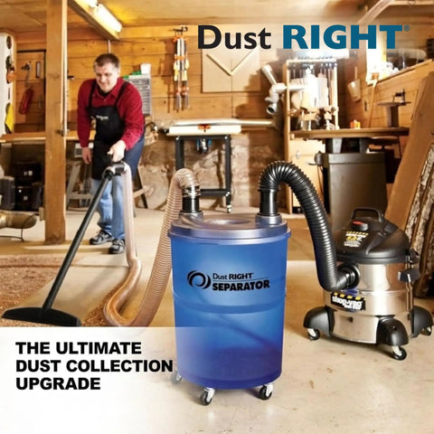Cyclone Dust Separator Kit With 36 Inch Flex Form Hose For Shop Vacs Turns Any Vacuum Into A Two Stage Woodworking Dust Extractor For Sawdust And Wood Chips Debris 10 Gallon Translucent Bucket