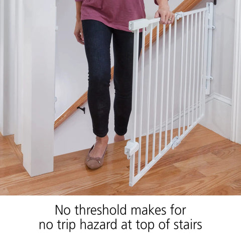 Ready To Install Everywhere Baby Gate With One Hand Operation Walk Through Door Gate For Doorways Hallways And Stairs Adjustable From 29 To 42 Inches White Multi Use Baby Gate
