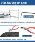 All-In-One 68-Piece Ride-Ready Heavy Duty Tire Repair Kit with pliers, insertion tool, and hex key allen wrench for puncture fix