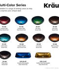 Round Copper Brown Glass Vessel Sink For Bathroom Sixteen And A Half Inch Above Counter Design Easy To Clean Smooth Interior Scratch And Stain Resistant Modern Vanity Vessel Basin GV580 displayed among multi-colored sinks.