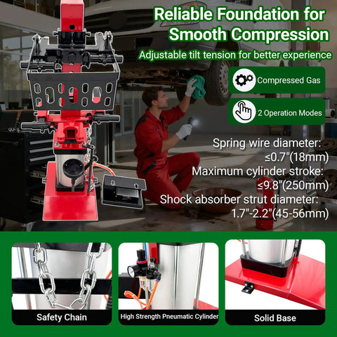 Heavy Duty Pneumatic Strut Compressor Badass Floor Setup Air Driven Shock Spring Remover 5511 Lbs with adjustable features.
