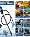 Heavy Duty Badass Electric Drum Pump For 55 Gallon Barrels, showcasing versatility for garages, farms, and gas stations.